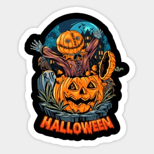 Scary Halloween Pumpkin Design Sticker